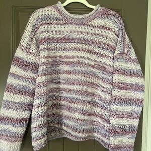 Time and Tru Purple and White Striped Sweater